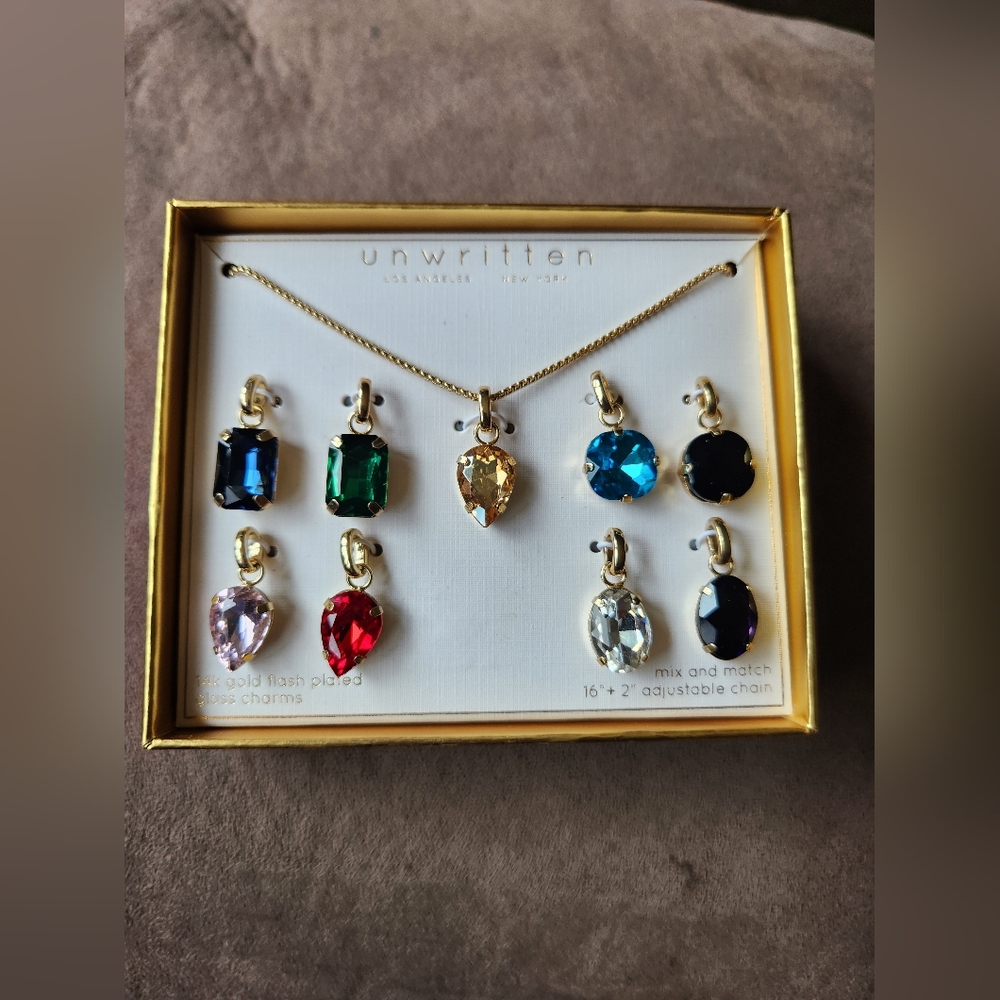 Unwritten Necklace With Interchangable Pendants And Gems NWT